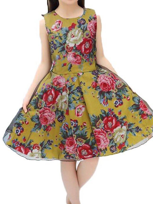  Mädchen' Blumen 3D-gedruckte Grafik Kleider Polyester Kleid Sommer Casual