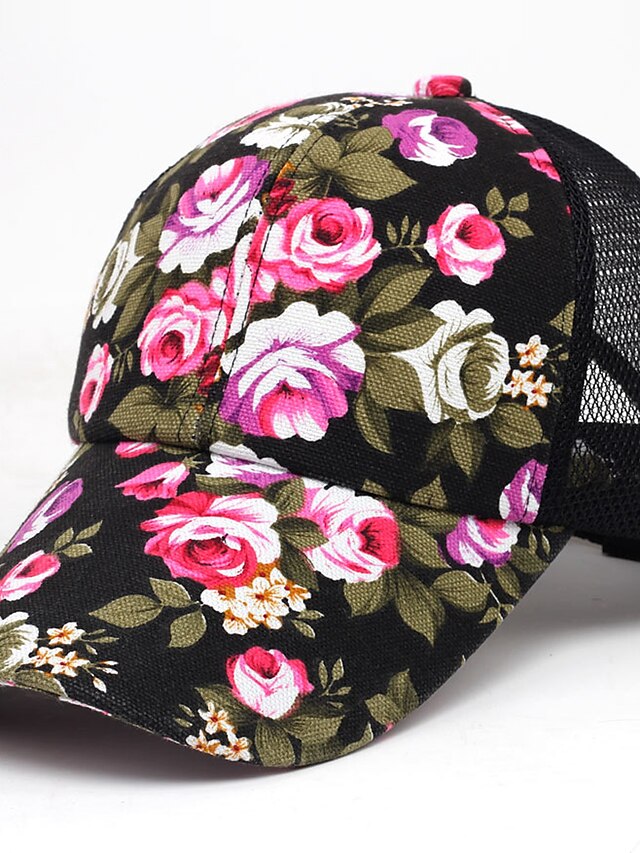  Women's Korean Style Floral Pattern Sport Outdoor Baseball Cap