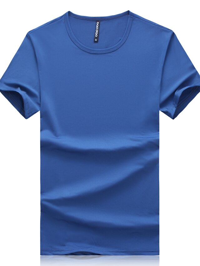  Men's Solid Colored T-shirt - Cotton Sports Casual / Daily Work Wine / White / Black / Navy Blue / Khaki / Blue / Short Sleeve