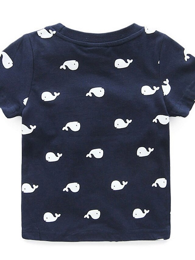  Summer Children's T-shirt Delicate Dolphin Pattern Cotton Short-sleeved T-shirt Outwear Baby T-shirt
