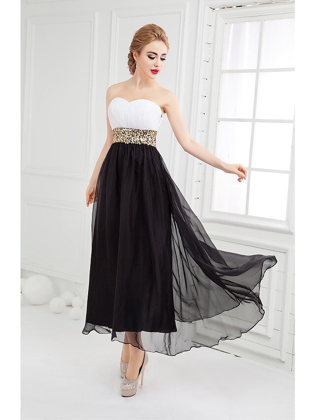  Ball Gown Formal Evening Dress Sweetheart Neckline Ankle Length Chiffon with Beading Draping 2020