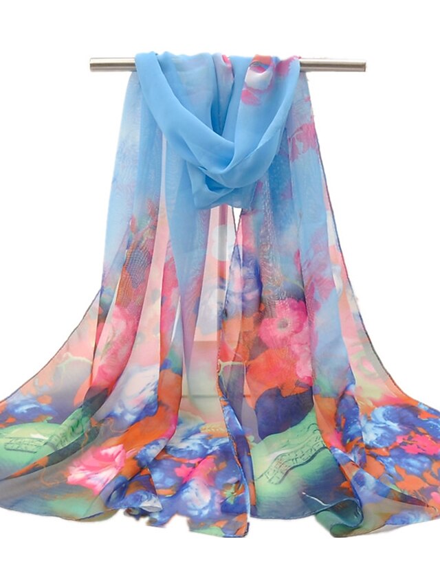  Women's Party / Holiday Chiffon Rectangle Scarf Print / Summer / Multi-color / All Seasons