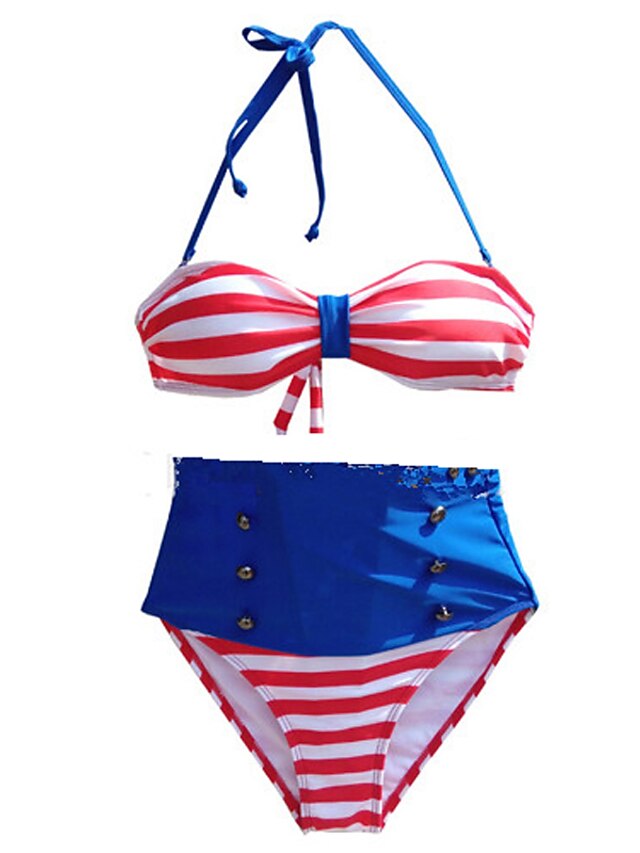  Femme Rétro Licou Rouge Bikinis Maillots de Bain Maillot de bain Rouge