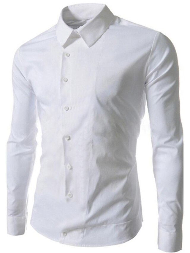  Per uomo Camicia Camicie Tinta unita Colletto classico Bianco Blu scuro Manica lunga Plus Size Giornaliero Ufficio Taglia piccola Top Lavoro Informale / Primavera / Autunno