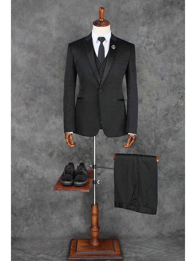  ブラック 男性用 スーツ ソリッド テイラーフィット シングルブレスト 一つボタン 2022