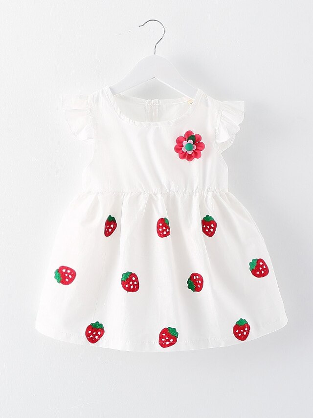  Baby Mädchen Blumig Blumen Ärmellos Baumwolle Kleid