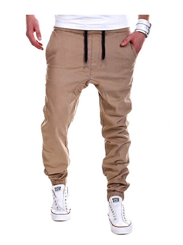  Men's Basic Essential Straight Sweatpants Full Length Pants Sport Casual Micro-elastic Solid Colored Cotton Baby blue Navy Black Gray Khaki M L XL XXL 3XL / Fall / Spring