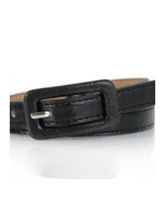  Women's Leather Skinny Belt - Solid Colored / Cute