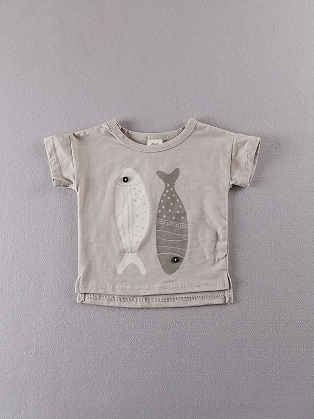  Tee-shirts Fille de Imprimé Décontracté / Quotidien Coton Eté Blanc / Gris