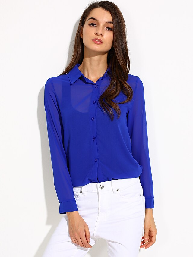  Women's Shirt - Solid Colored Shirt Collar