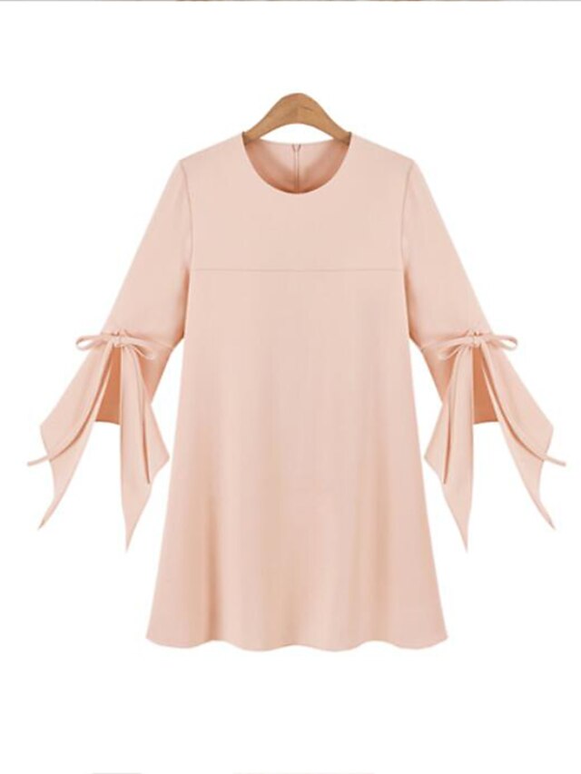  Dames Blouse Overhemd Effen Ronde hals Roze Marineblauw Casual / Dagelijks Grote maten Tops Streetwear / Zomer