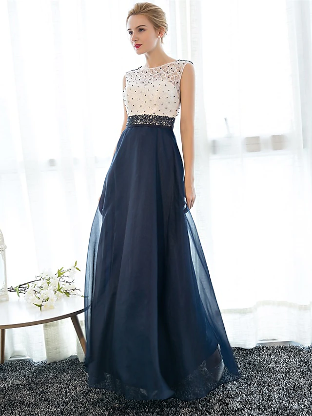 A-Line Elegant Dress Wedding Guest Prom Floor Length Sleeveless ...