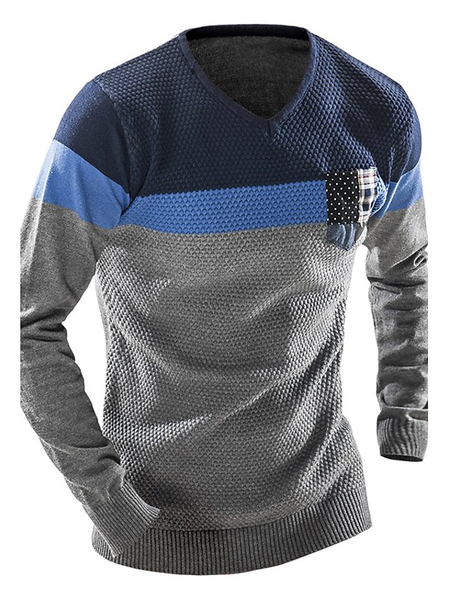  Herrn Alltag / Sport Einfarbig Langarm Standard Pullover Pullover Jumper Frühling / Herbst / Winter Wolle Marinenblau / Grau L / XL / XXL