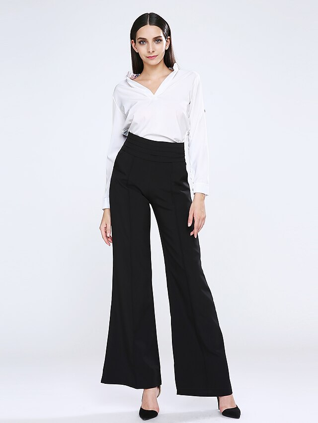  Femme Classique & Intemporel Ample / Jeans Pantalon - Couleur unie Style classique Noir L