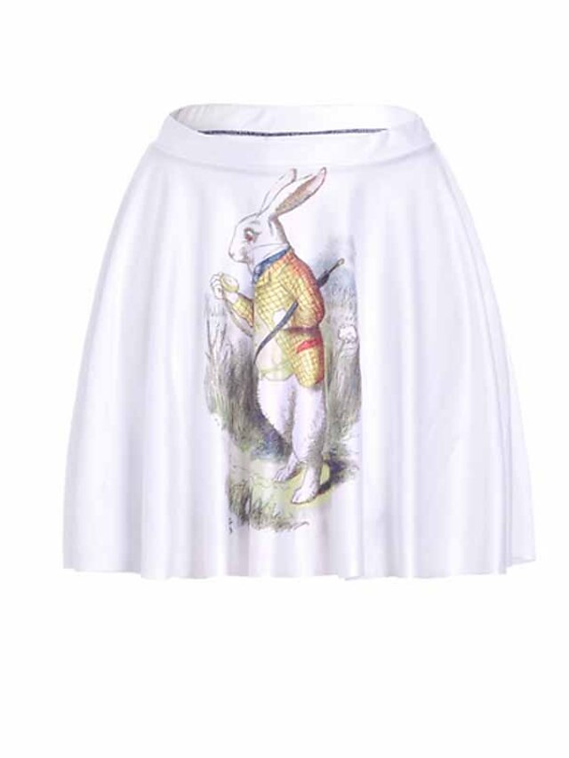  Women's Party / Cocktail A Line Skirts Pleated / Print White
