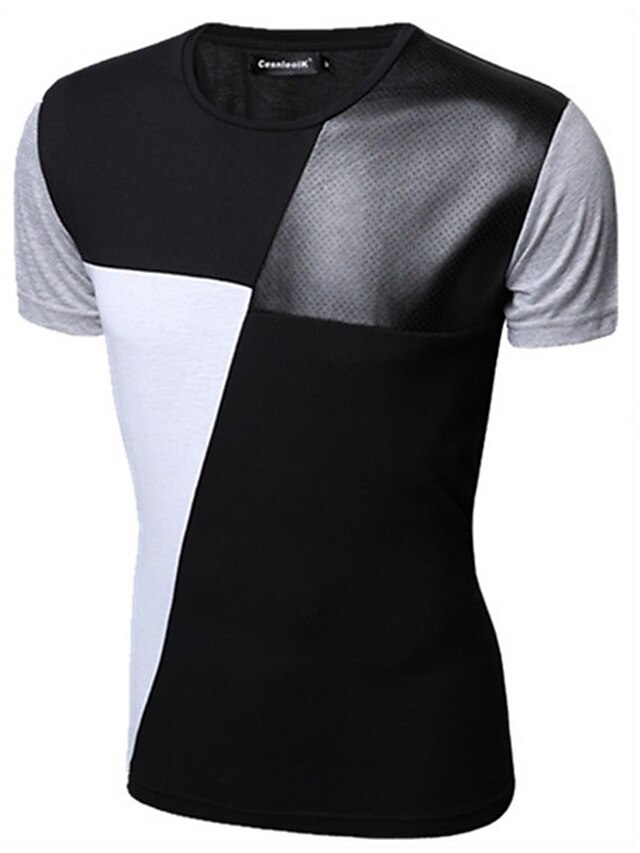  Men's T shirt Tee Color Block White Black Gray Short Sleeve Daily Tops Cotton / Summer / Summer