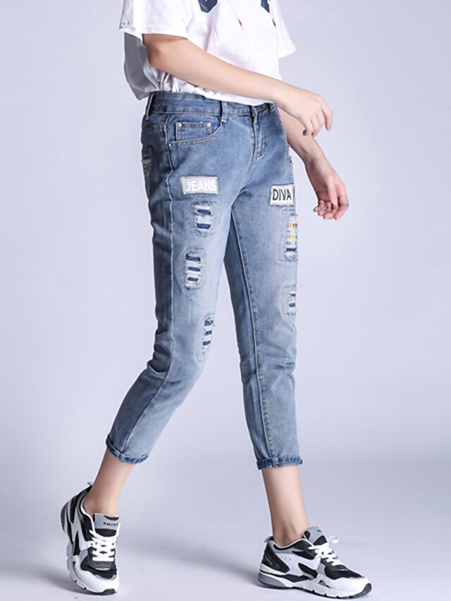  מכנסיים - טלאים ג'ינסים מידות גדולות בגדי ריקוד נשים