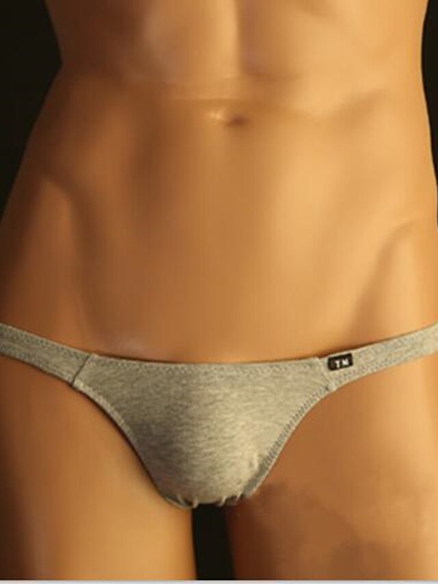  Men's Briefs Underwear Solid Colored Low Waist White Black Gray M L XL