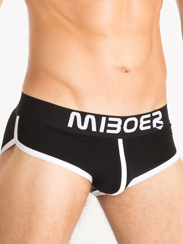  Men's Super Sexy Briefs Underwear Color Block 1 Piece Black White Yellow M L XL