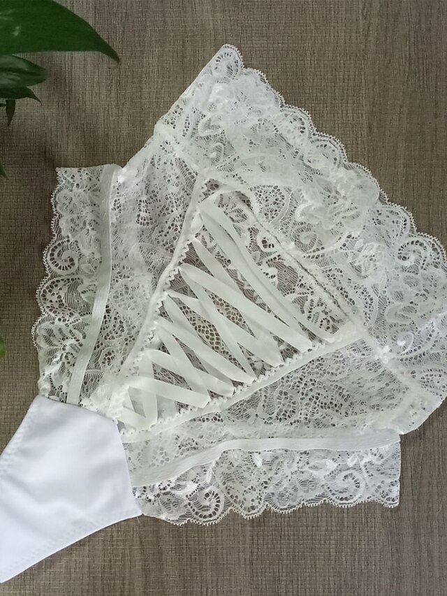  Women's Panties Solid Colored Lace Lace White Black / Ultra Sexy Panty