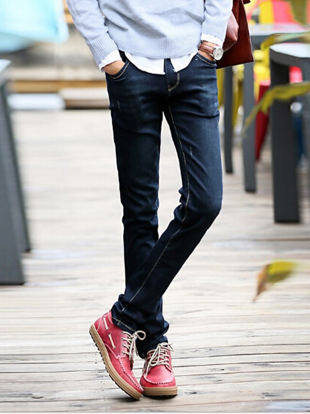  Herre Chic & Moderne Jeans Bukser Ensfarget