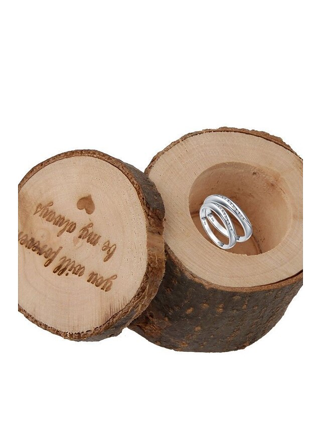  עגול / ריבוע / צילינדר עץ מחזיק לטובת עם הדפסה קופסאות קישוט / קופסאות מתנה - 1