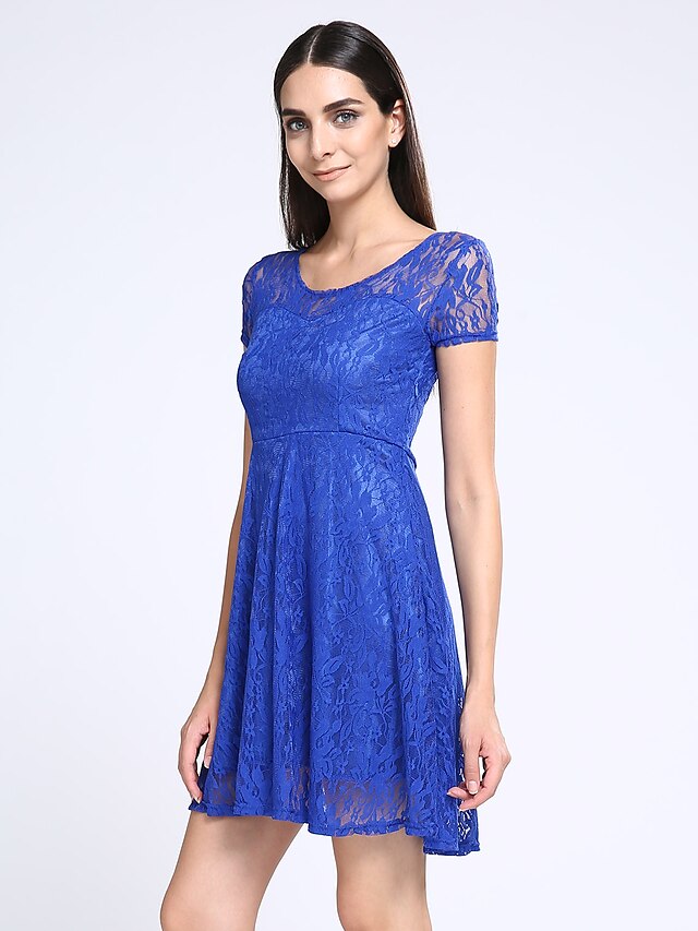  Women's Lace Going out Sophisticated Slim Lace Dress - Solid Colored Summer Black Red Blue S M L XL