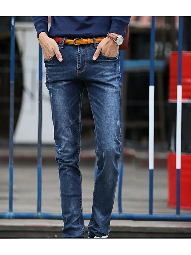  Men's Cotton Jeans Pants - Solid Colored