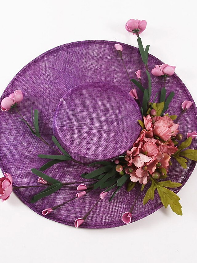  Women's Bucket Hat Linen Vintage - Solid Colored All Seasons Purple