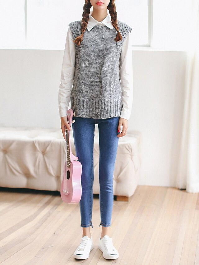  Kvinders Simpel Tynd / Jeans Bukser Mikroelastisk Polyester