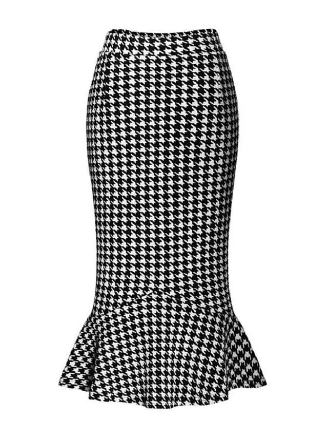  Γυναικεία Κομψό στυλ street Εφαρμοστό Φούστες Καθημερινά Κυνηγόσκυλο Με Βολάν Μαύρο Τ M L / Λεπτό