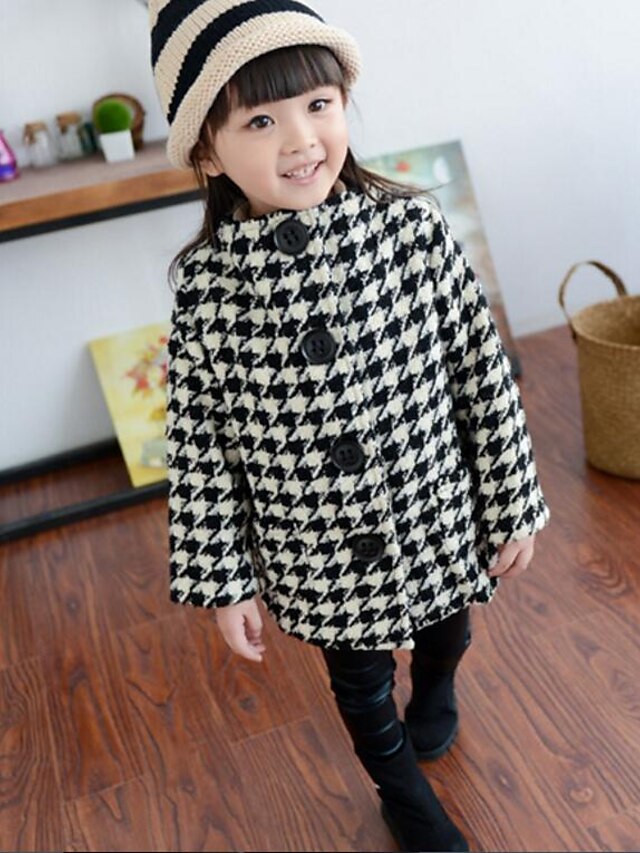  Girls' Jacket & Coat Check Check Dresswear Cotton Casual Daily 6-12 Y 12 Y+ 3D Printed Graphic