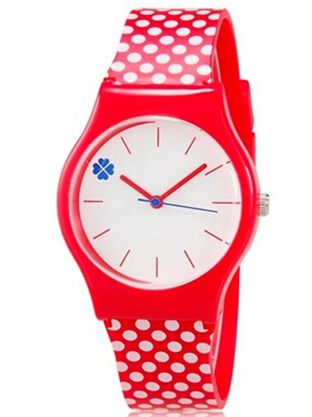  Relógio de Moda Relógio de Pulso Quartzo Vermelho Legal Colorido Analógico Pontos Doce Casual - Vermelho