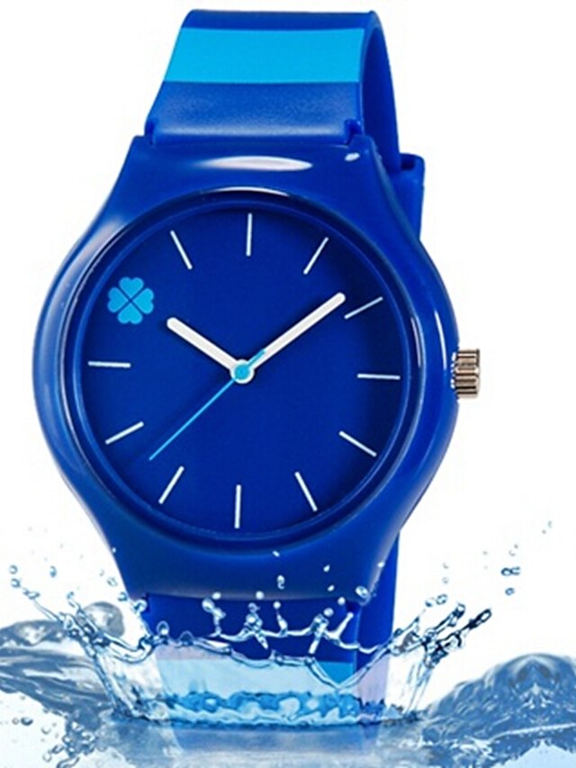  Montre Quartz Bleu Cool Coloré Analogique Feuilles Bonbon Simple A Rayures Mode - Bleu de minuit