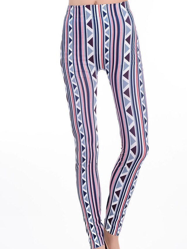  Mujer Estampado Legging - Geométrico Blanco