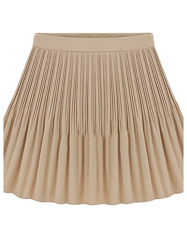  女性用 プラスサイズ シンプル ビーチ Ａライン スカート - ソリッド ブラック カーキ色 ブルー