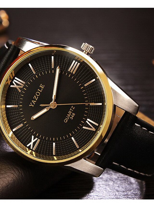  YAZOLE Hombre Reloj de Pulsera Cuarzo Piel Negro / Marrón Noctilucente Analógico Encanto Clásico Reloj de Vestir - Negro Marrón Un año Vida de la Batería / SSUO 377