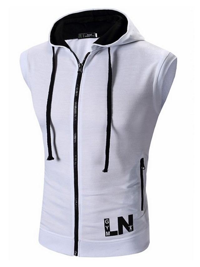 Mens Clothing Mens Hoodies & Sweatshirts | Mens Hoodie Tank Top Color Block Letter Daily Active Hoodies SweatshirtsSleeveless Da