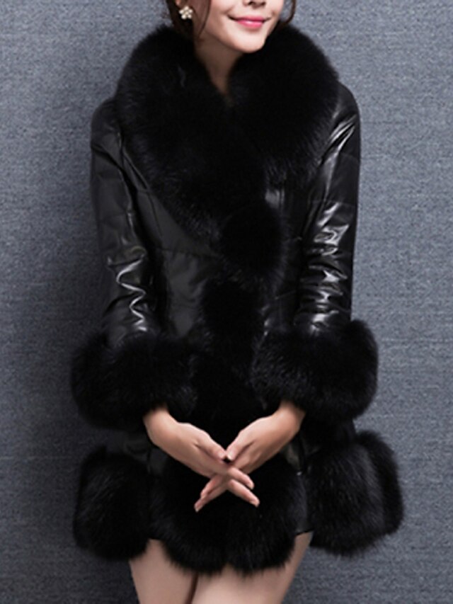  Women's Faux Fur / Faux Leather White / Black XL / XXL / XXXL