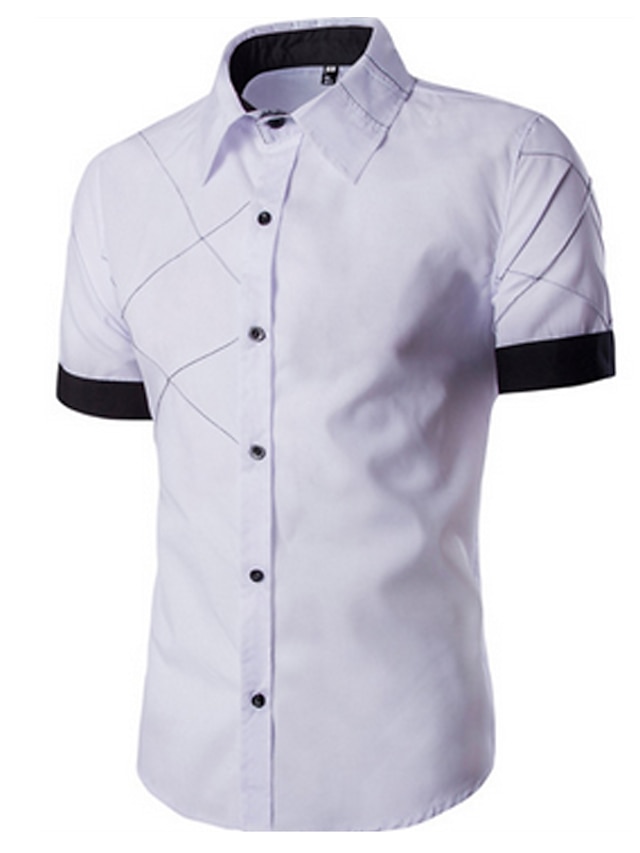  Chemise Homme Couleur Pleine Col Classique Manches Courtes Vin Blanche Noir Cyan du quotidien Polyester Casual / Eté / Eté