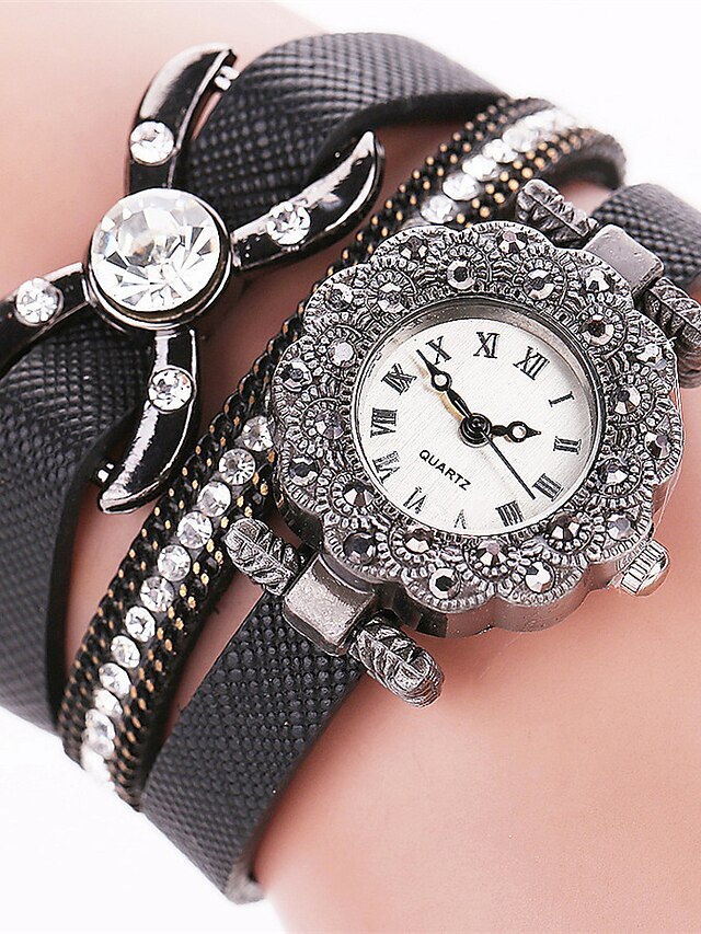  Women's Bracelet Watch Wrap Bracelet Watch Quartz Quilted PU Leather Black / White / Blue Hot Sale Cool / Analog Ladies Casual Fashion - Blue Pink Light Blue