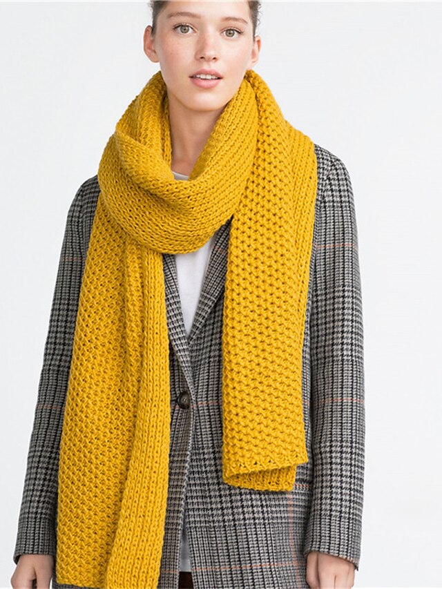  Women's Basic Rectangle - Solid Colored / Black / Yellow / Gray / Fall / Winter