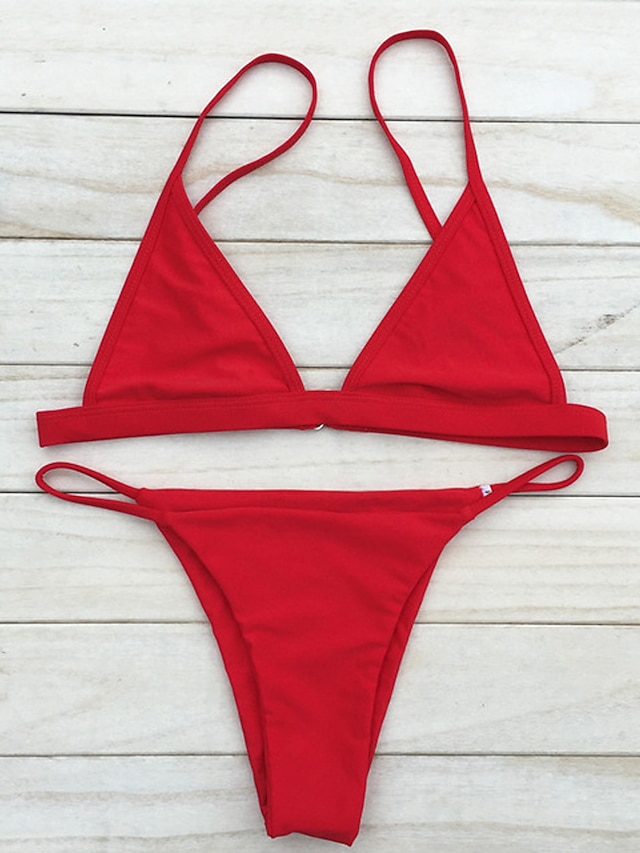  Damen Badeanzug Bikinis Normal Bademode Einfarbig Schwarz Weiß Rosa Rot Halfterhals Badeanzüge solide