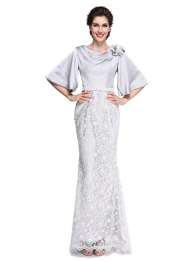  A sirena Collo ad anello Alla caviglia Di pizzo / Raso chiffon Abito da cerimonia per signora con Di pizzo / Floreale di LAN TING BRIDE®