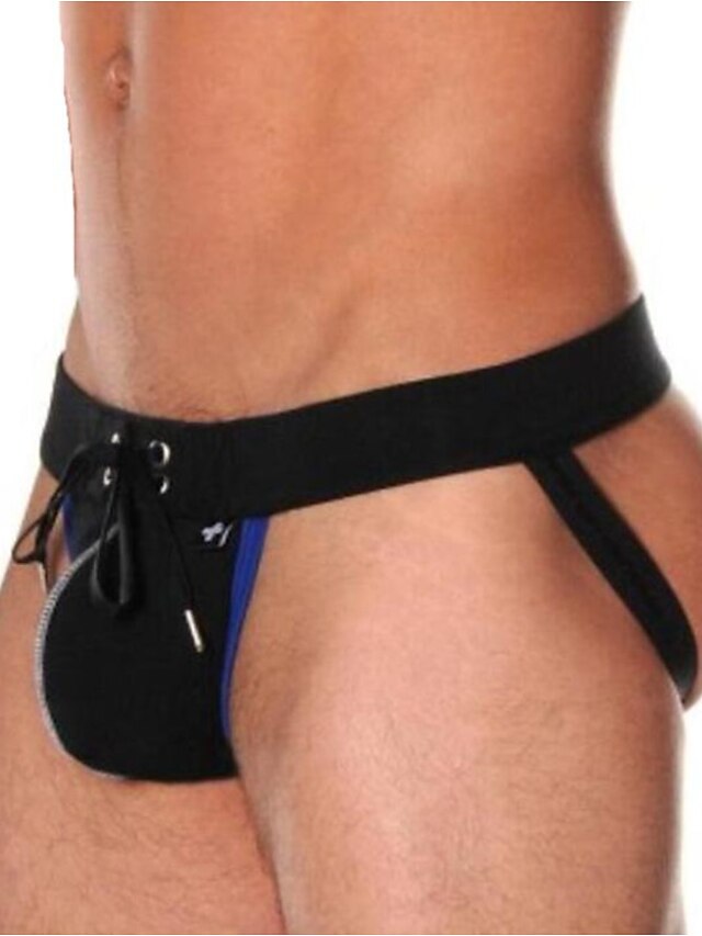  Herren G-String Unterwäsche Unterwäsche mit Schnürung Einfarbig Baumwolle Niedrige Taillenlinie Erotisch Schwarz Hellblau S M L
