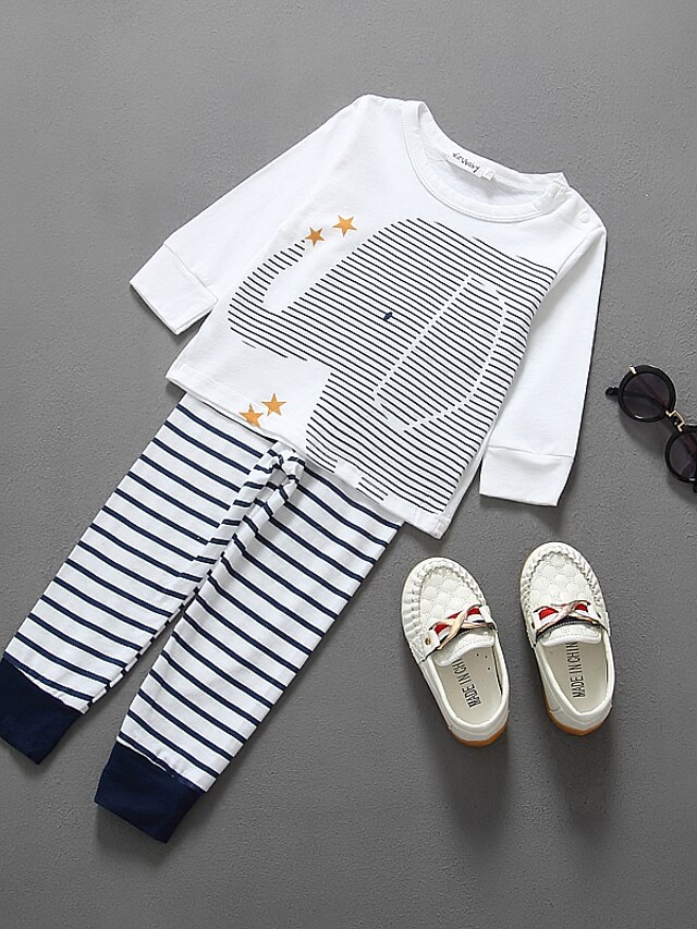  Boys' Casual / Daily Striped Long Sleeve Cotton Clothing Set