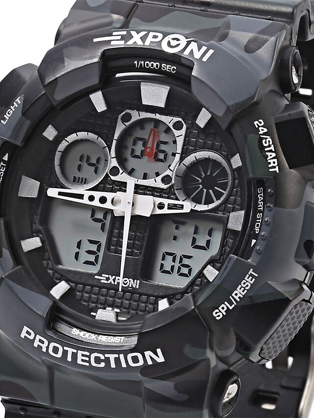  EXPONI Men's Sport Watch Military Watch Wrist Watch Quartz Silicone Black / White / Blue 30 m Water Resistant / Waterproof Alarm Calendar / date / day Analog - Digital Luxury Casual Camouflage Fashion