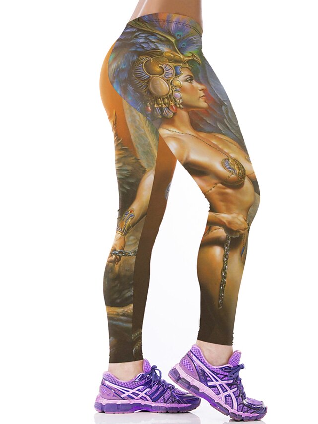  Femme Quotidien Basique Legging - Animal, Imprimé Taille médiale Jaune S M L / Slim