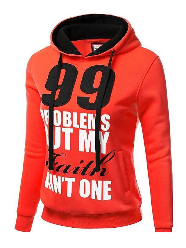  Women's Casual Active Hoodie - Color Block Letter