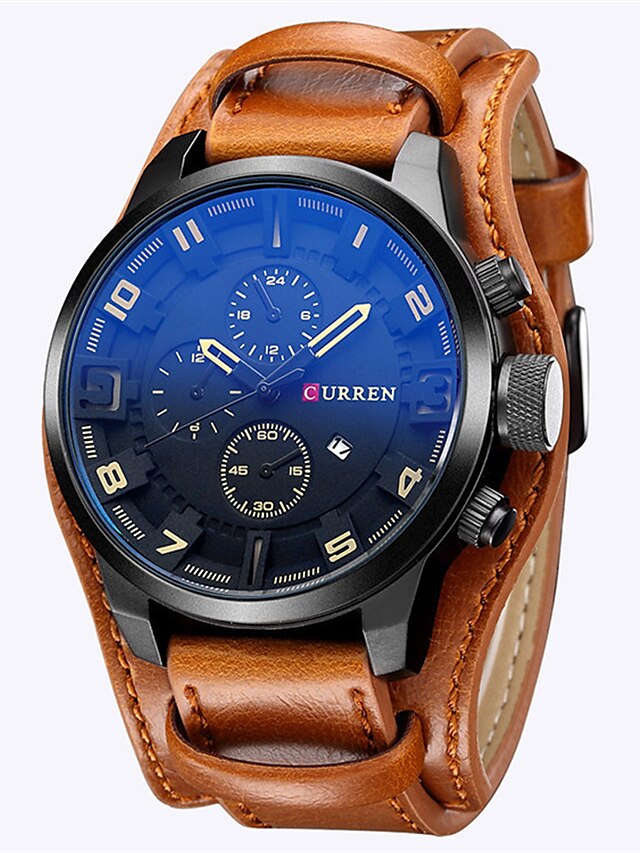  CURREN Men's Men Quartz Watch Calendar Day Date Leather Watch